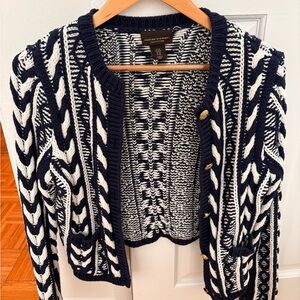 Patterned Navy and White Sweater
